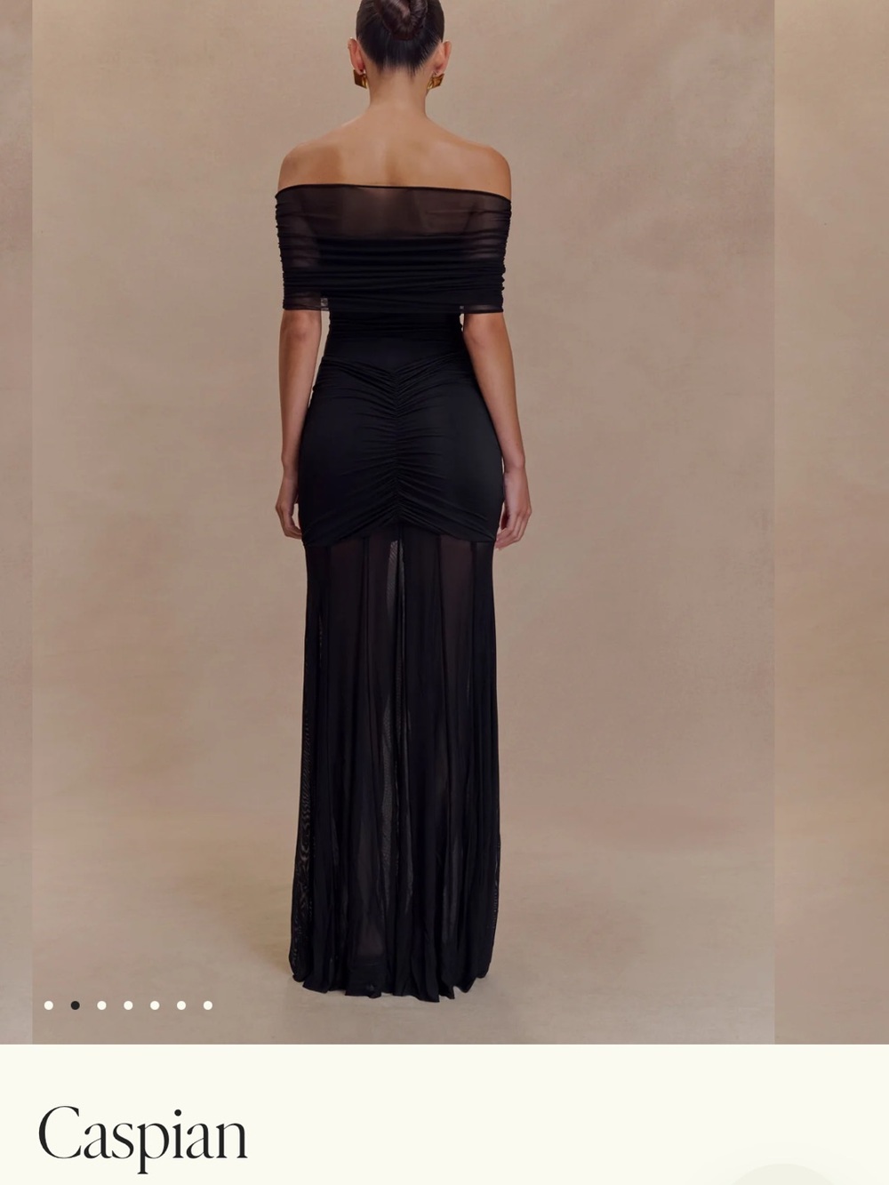 Meshki Black One-Shoulder Ruched Mesh Gown - Picture 2 of 7